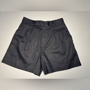NWT Banana Republic Womens 8 Linen Blend Shorts Black Pleated High Rise
